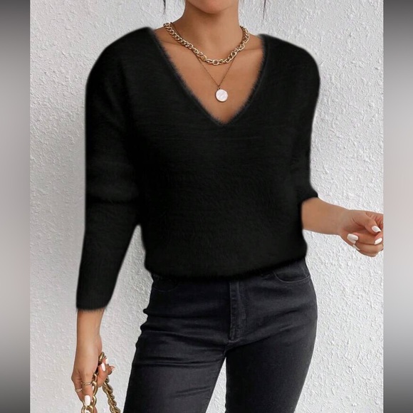 Burgundy V-Neck Soft Knit Sweater - Picture 8 of 16